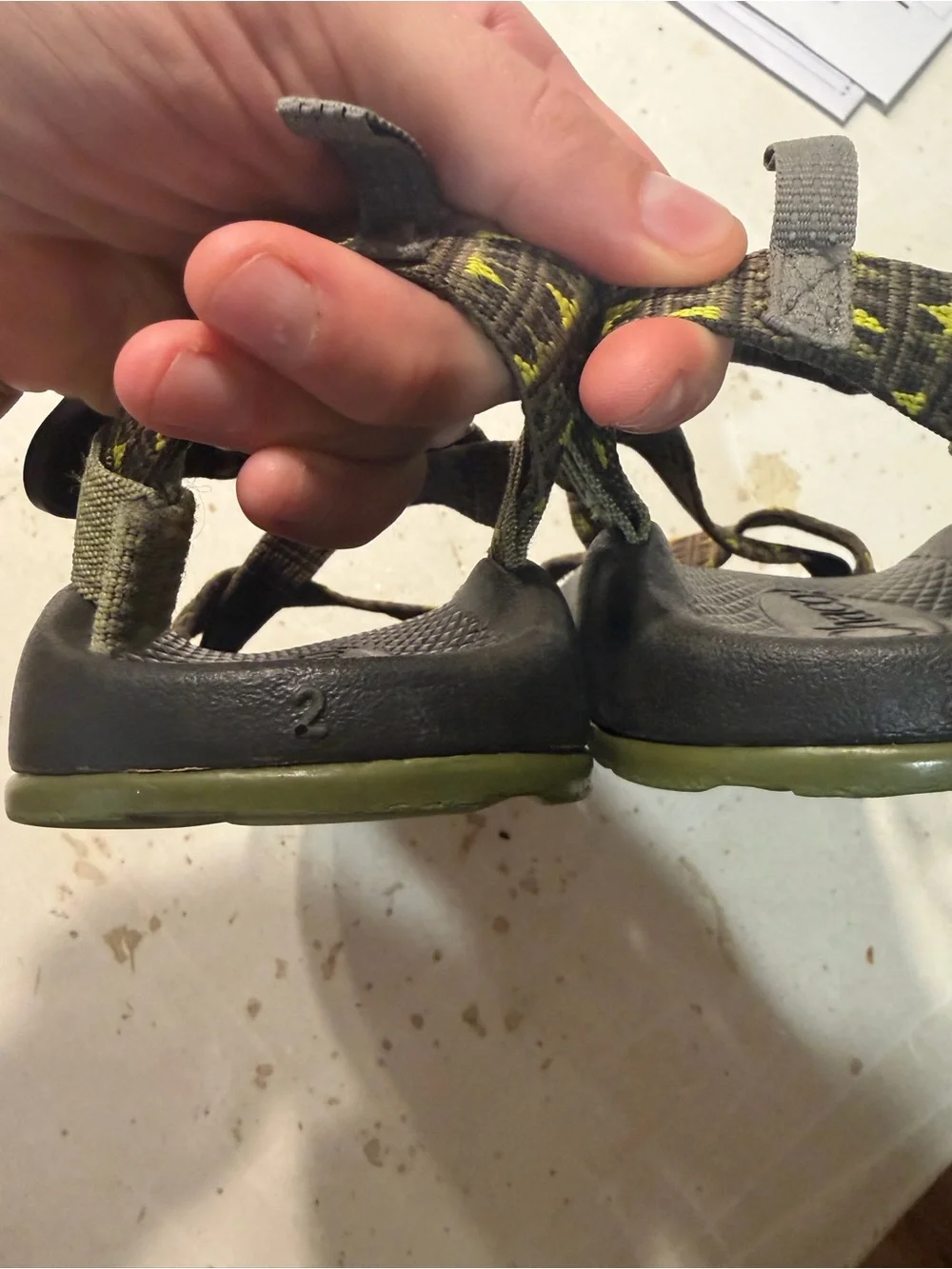 Kids Chaco Z1 Brown and Yellow Patterned Adjustable Strap Sandals